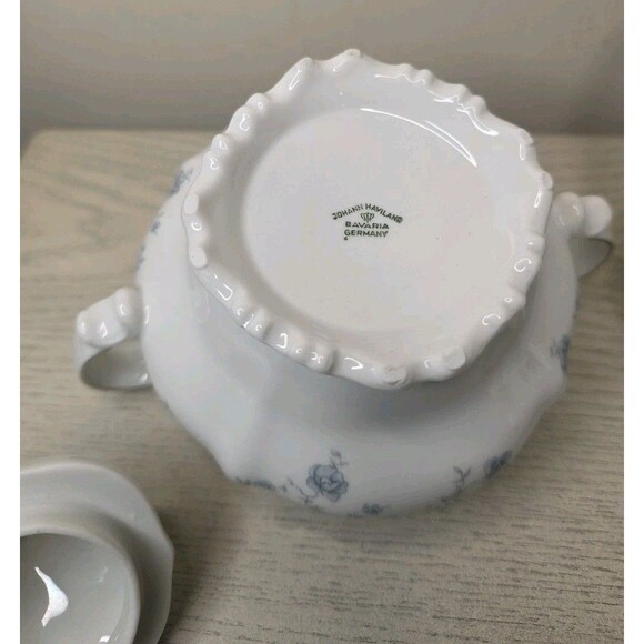Vintage Johann Haviland Blue Garland Fine China Sugar Bowl & Creamer SET - Picture 10 of 11